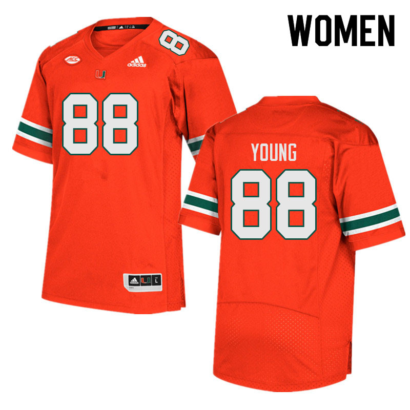 Women #88 Colbie Young Miami Hurricanes College Football Jerseys Sale-Orange - Click Image to Close